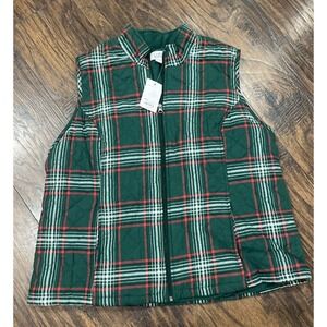 CROFT BARROW Plaid Zip Front Quilted Fleece Lined Vest Sz XXL / NWT
